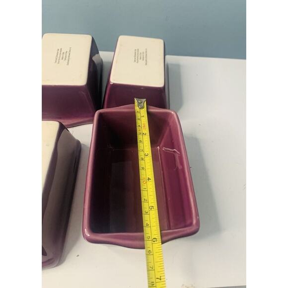 6 Mini Loaf Pans Purple 6” Stoneware Ceramic Michaels Stores Great Condition - Picture 3 of 11